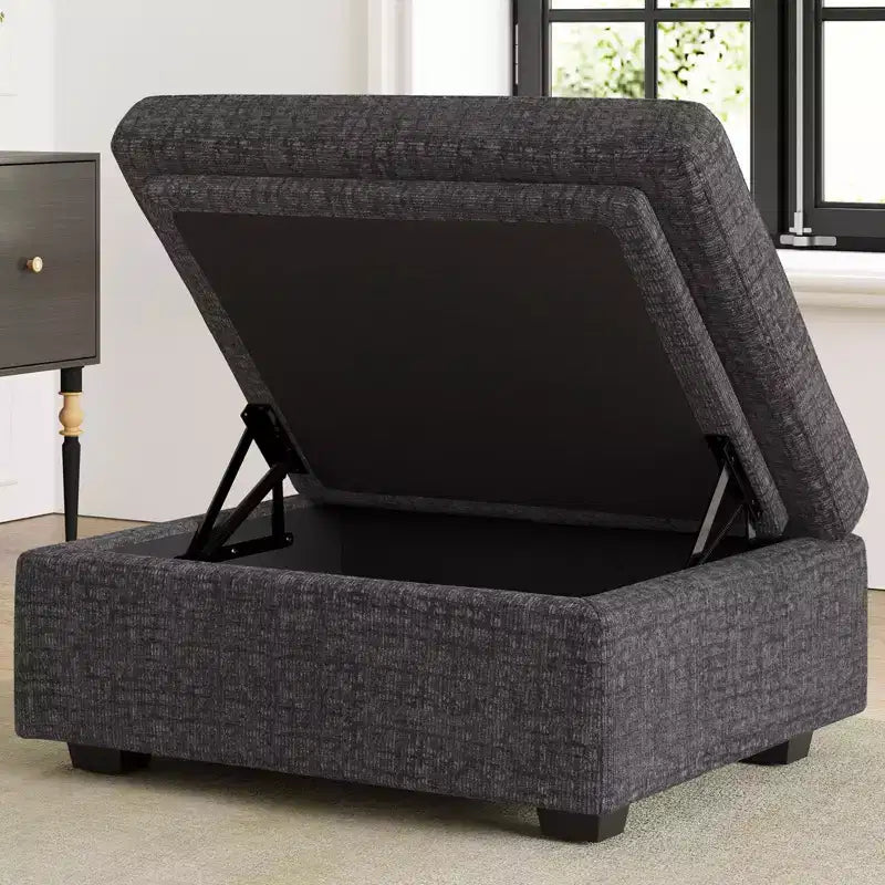 Module Ottoman Chenille - Repose-Pieds de Rangement Modulaire avec Tissu Doux pour la Peau et Conception à Installation Rapide