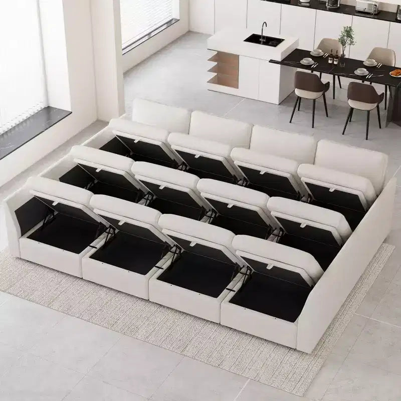 Module Ottoman Chenille - Repose-Pieds de Rangement Modulaire avec Tissu Doux pour la Peau et Conception à Installation Rapide
