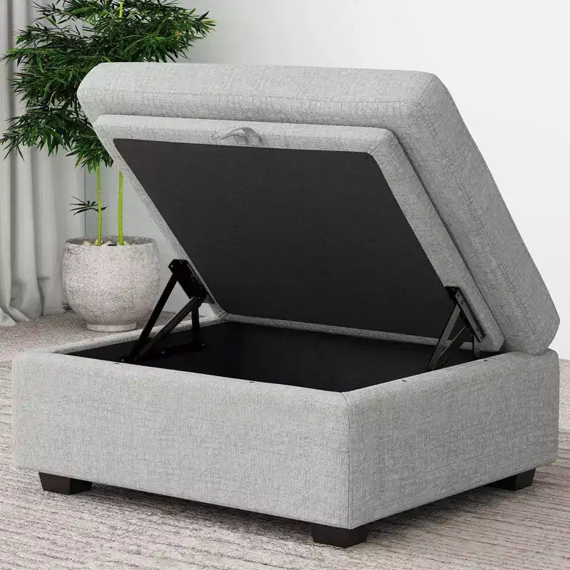 Module Ottoman Chenille - Repose-Pieds de Rangement Modulaire avec Tissu Doux pour la Peau et Conception à Installation Rapide