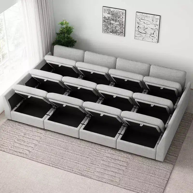 Module Ottoman Chenille - Repose-Pieds de Rangement Modulaire avec Tissu Doux pour la Peau et Conception à Installation Rapide