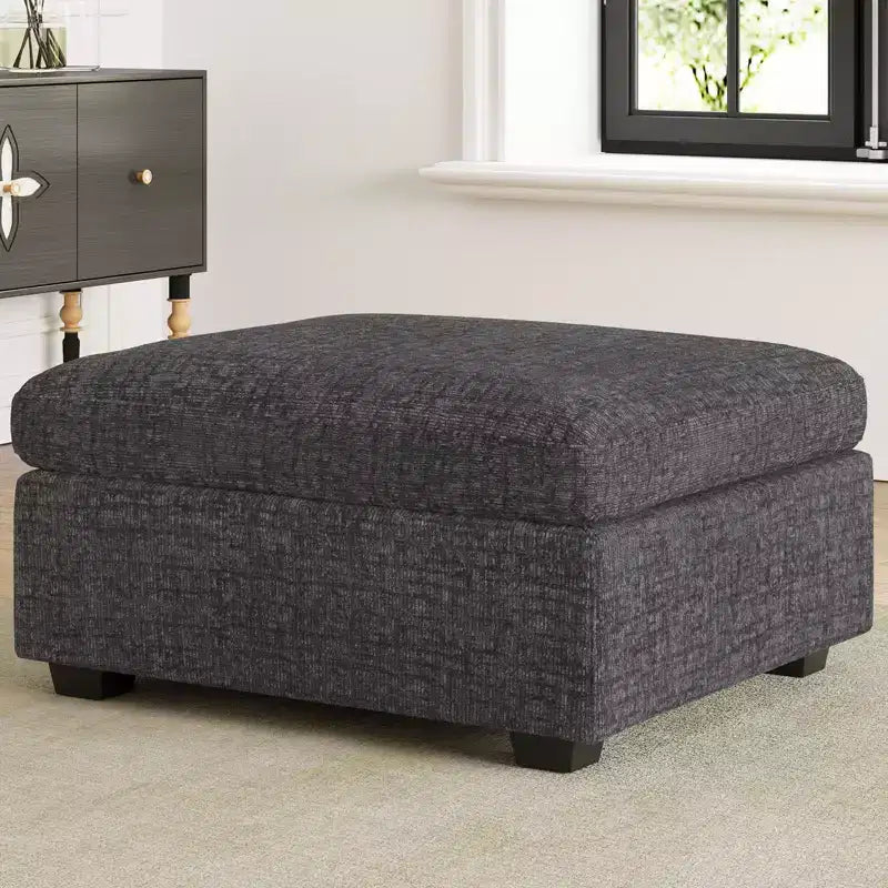 Module Ottoman Chenille - Repose-Pieds de Rangement Modulaire avec Tissu Doux pour la Peau et Conception à Installation Rapide