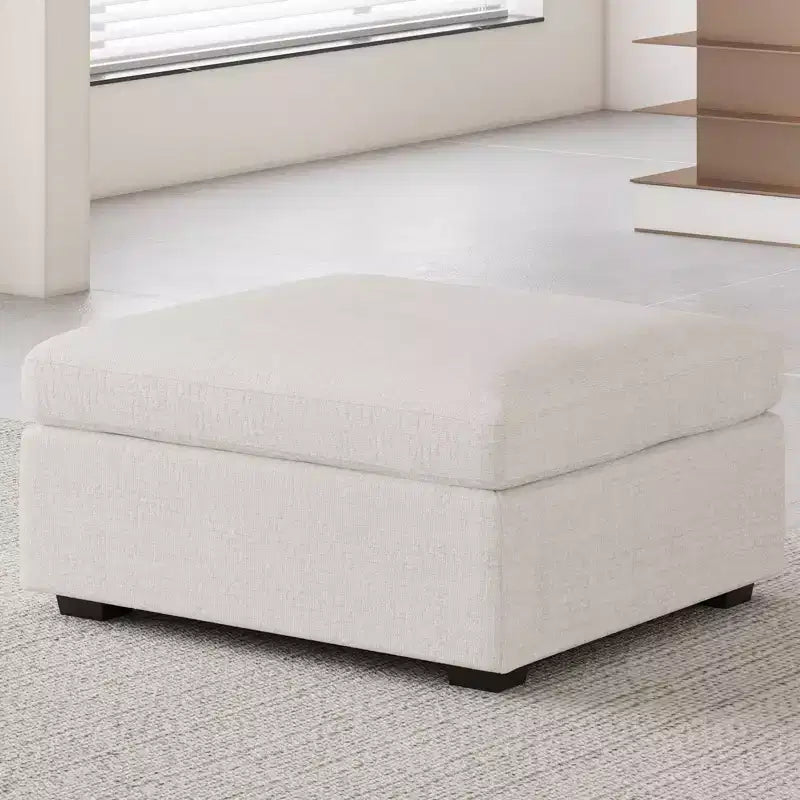 Module Ottoman Chenille - Repose-Pieds de Rangement Modulaire avec Tissu Doux pour la Peau et Conception à Installation Rapide