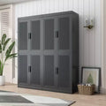 72x62x16 Wood Grain Buffet Cabinet in Black, Storage Organizer with Adjustable Shelves and Rattan Doors for Kitchen Bedroom Entryway Living Room