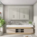Bathroom Kitchen Wall Cabinet, Medicine Cabinet Over The Toilet, Laundry Room Cabinet with Doors and Storage Shelves, Gray
