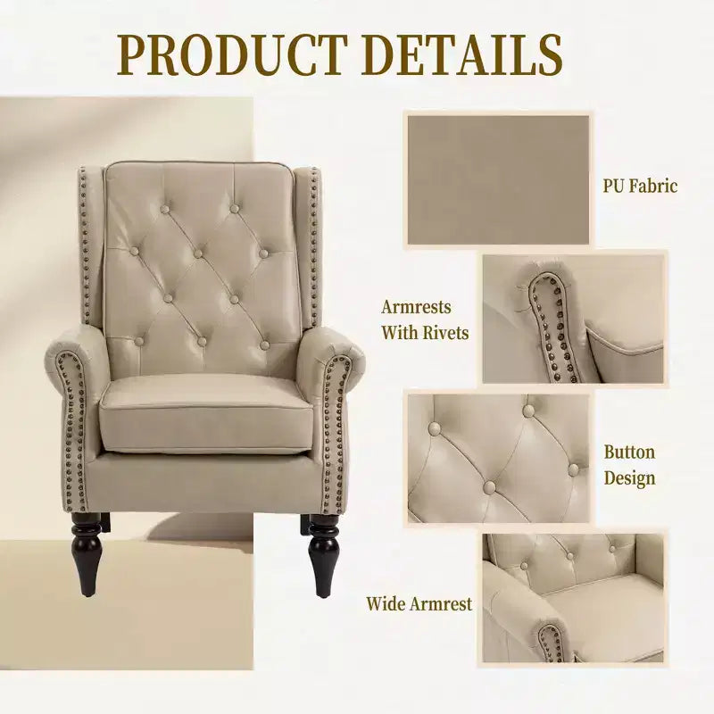 Fauteuil d'appoint rembourré moderne avec pieds en bois robustes, fauteuil de salon confortable pour le salon, la chambre à coucher