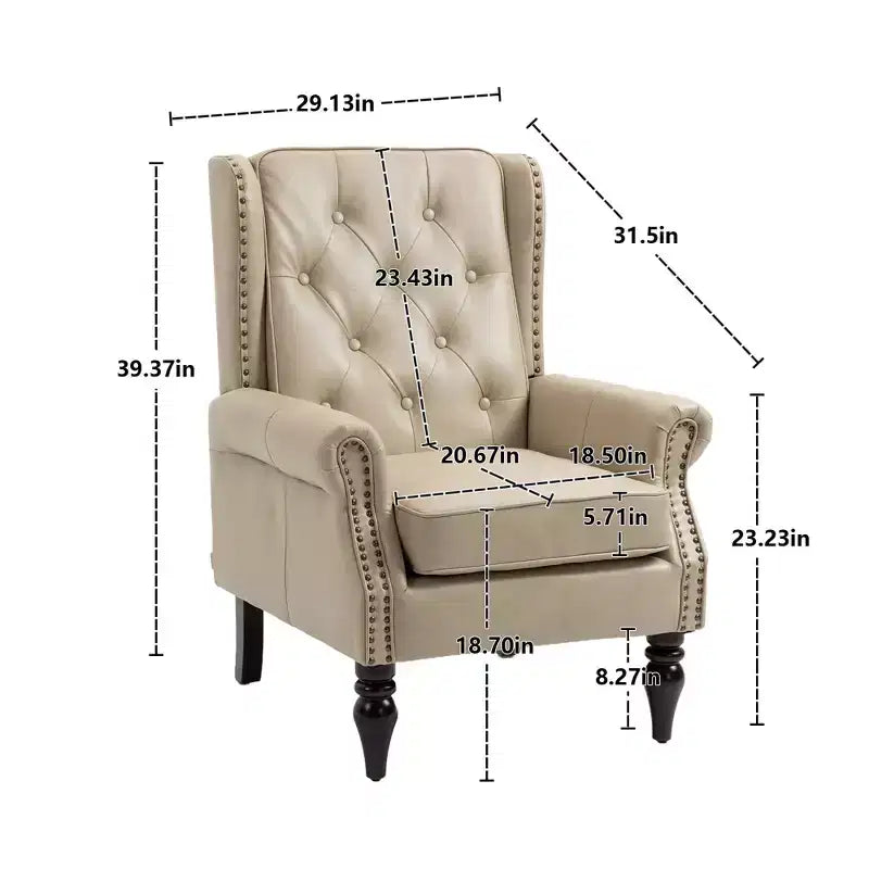 Fauteuil d'appoint rembourré moderne avec pieds en bois robustes, fauteuil de salon confortable pour le salon, la chambre à coucher