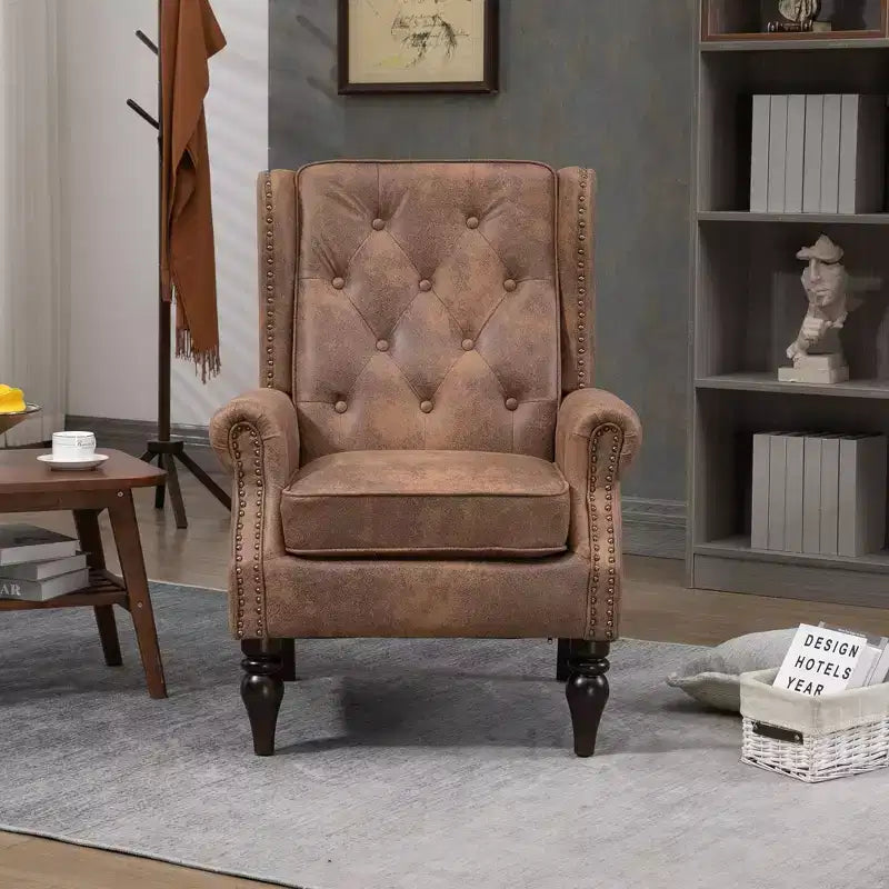 Fauteuil d'appoint rembourré moderne avec pieds en bois robustes, fauteuil de salon confortable pour le salon, la chambre à coucher