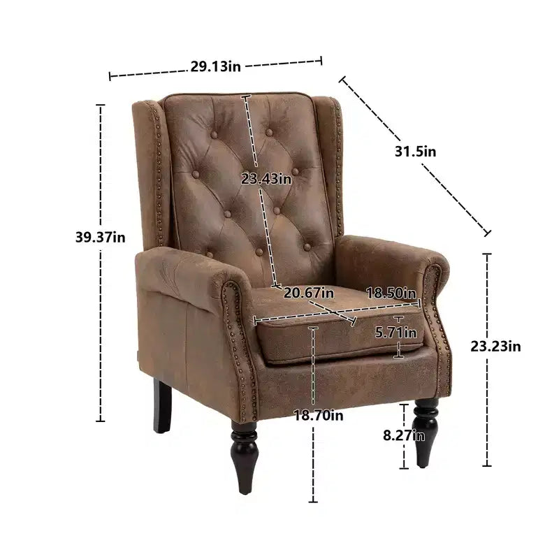 Fauteuil d'appoint rembourré moderne avec pieds en bois robustes, fauteuil de salon confortable pour le salon, la chambre à coucher