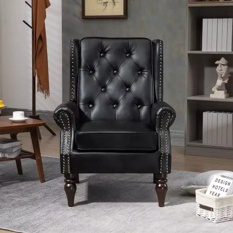 Fauteuil d'appoint rembourré moderne avec pieds en bois robustes, fauteuil de salon confortable pour le salon, la chambre à coucher