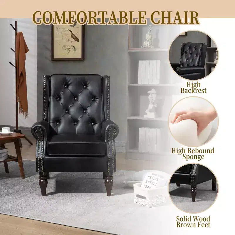 Fauteuil d'appoint rembourré moderne avec pieds en bois robustes, fauteuil de salon confortable pour le salon, la chambre à coucher