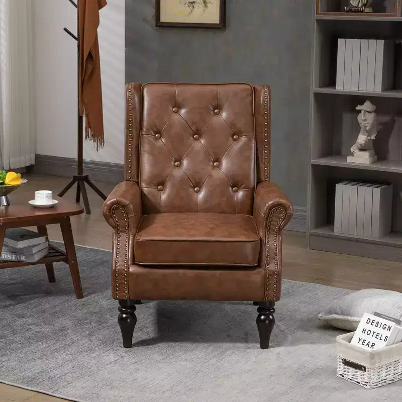 Fauteuil d'appoint rembourré moderne avec pieds en bois robustes, fauteuil de salon confortable pour le salon, la chambre à coucher