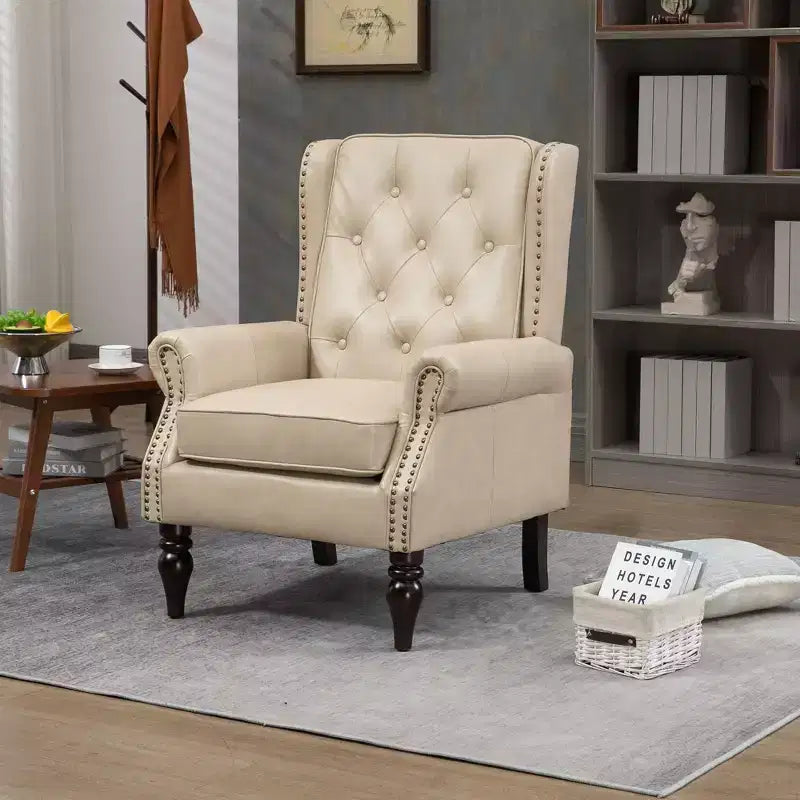 Fauteuil d'appoint rembourré moderne avec pieds en bois robustes, fauteuil de salon confortable pour le salon, la chambre à coucher