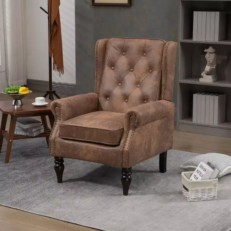 Fauteuil d'appoint rembourré moderne avec pieds en bois robustes, fauteuil de salon confortable pour le salon, la chambre à coucher