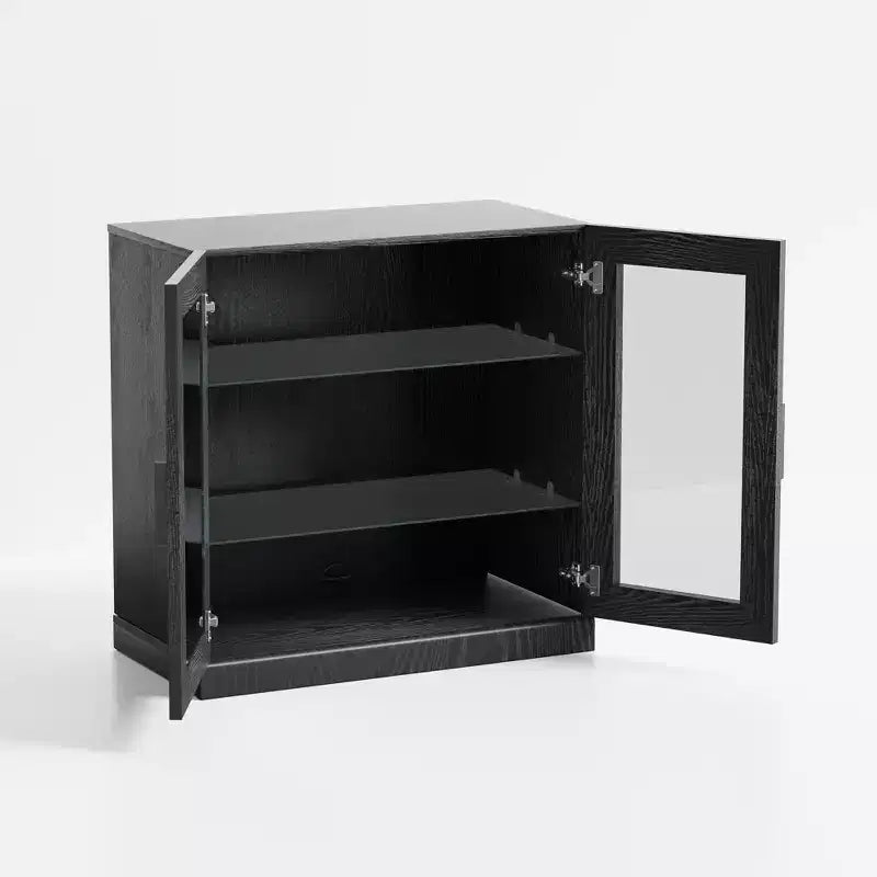 [78,7 cm | Design transparent] Vitrine noire en verre et bois (idéale pour la chambre/le salon)