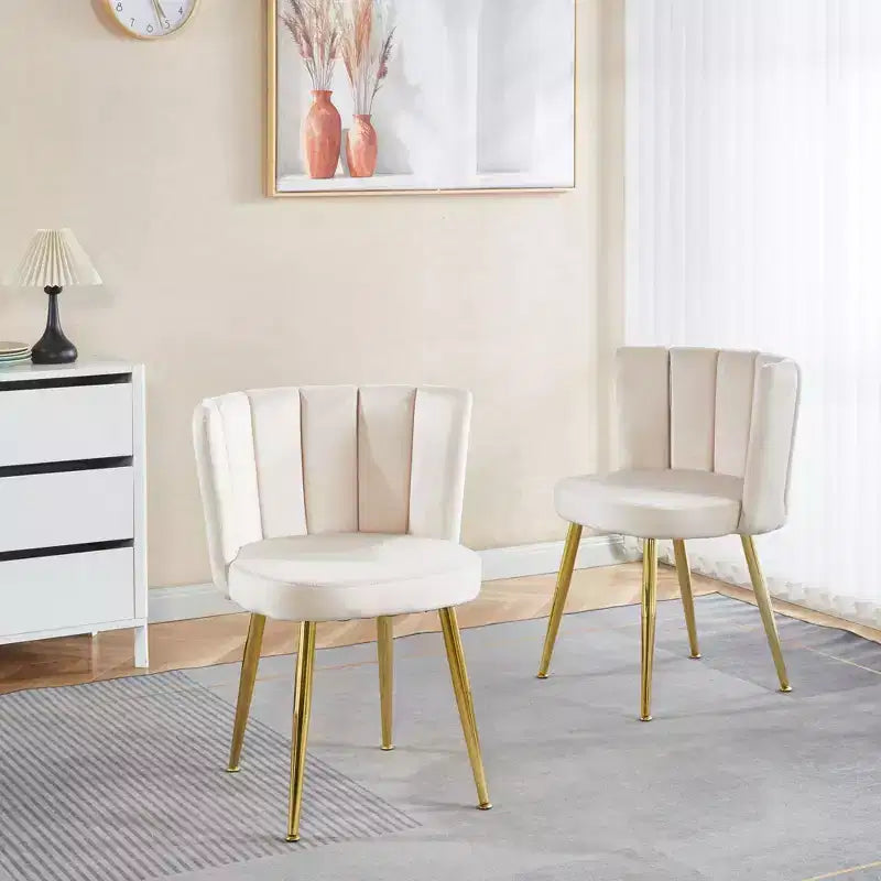 Okak Modern Accent Chair, with Iron Tube Golden Color Legs, Velvet and Comfortable Backrest, Set of 2
