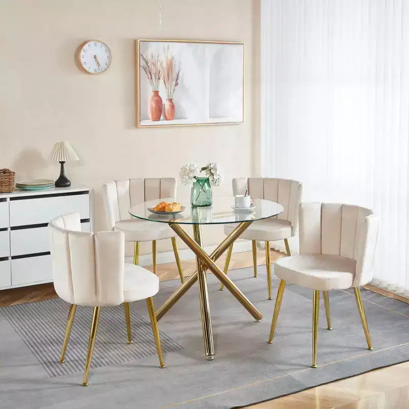Fauteuil d'appoint moderne, avec pieds en tube de fer doré, dossier en velours et confortable, lot de 2
