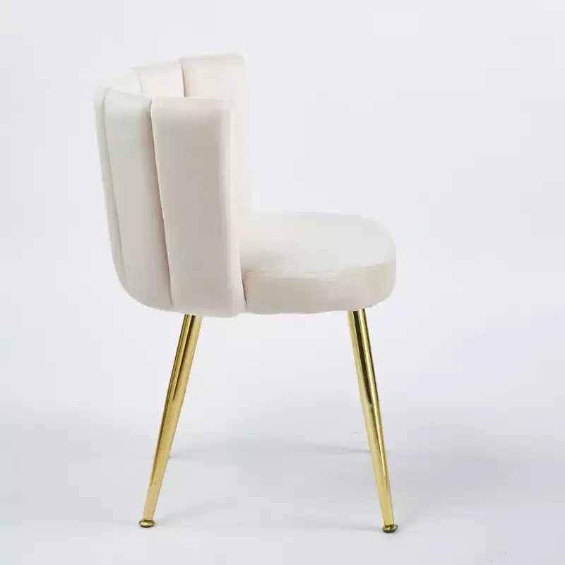 Fauteuil d'appoint moderne, avec pieds en tube de fer doré, dossier en velours et confortable, lot de 2