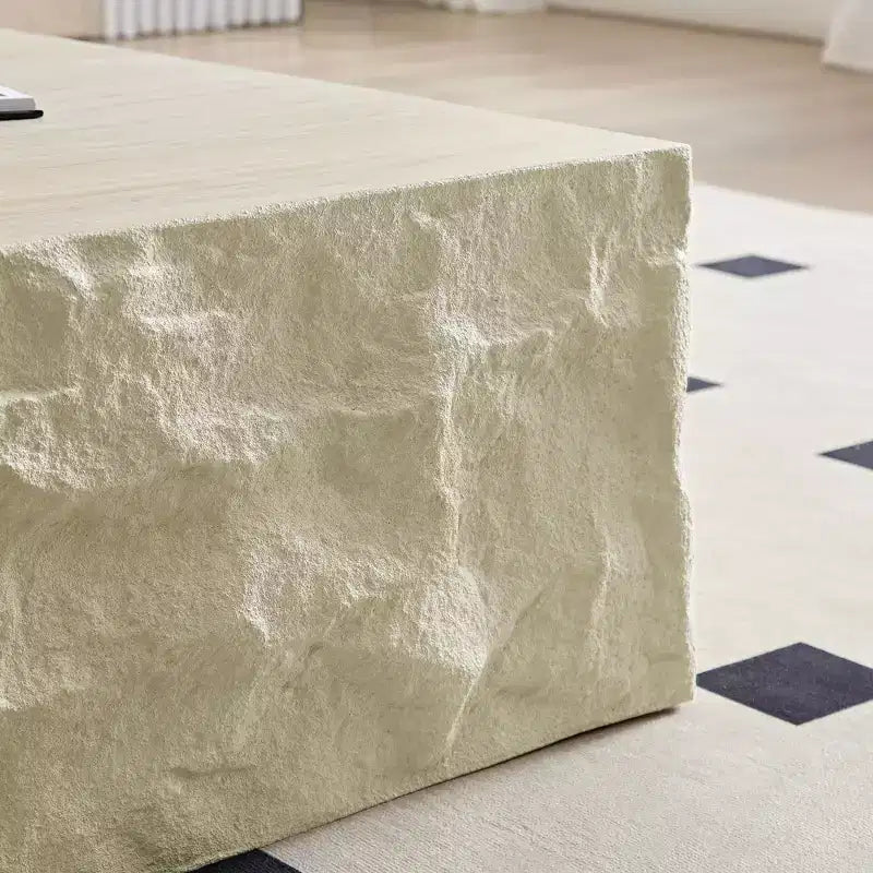 Table basse ronde/carrée en fibre de verre Table d'appoint Table basse de salon Table basse de canapé, aucun assemblage requis, beige