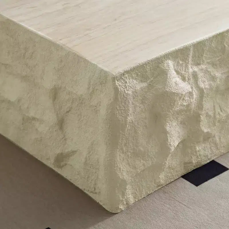 Table basse ronde/carrée en fibre de verre Table d'appoint Table basse de salon Table basse de canapé, aucun assemblage requis, beige