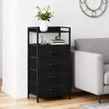 Bedside Table, Side End Table with 4 Fabric Storage Drawers, Bedside Cabinet with Open Storage Shelf, Nightstand for Bedroom, Livingroom, Office