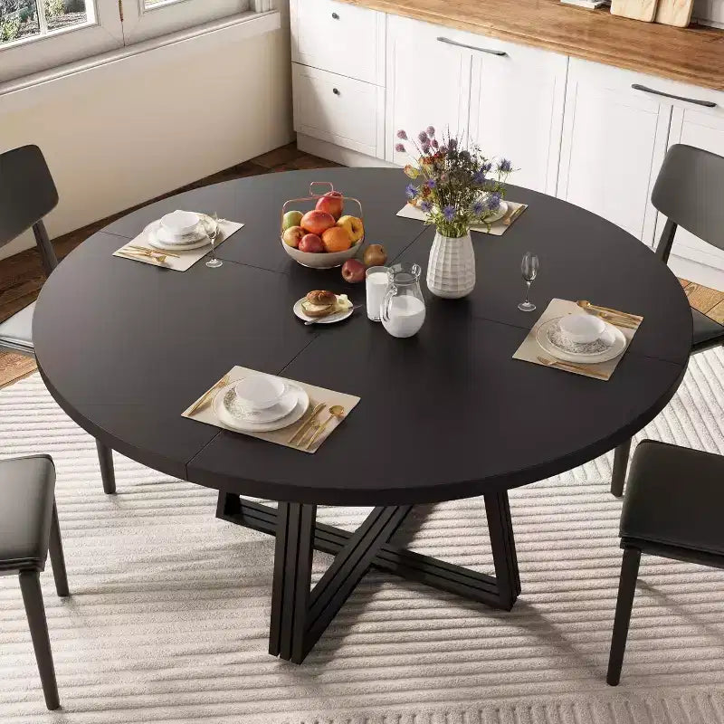Table à manger ronde pour 4-6 personnes, table de cuisine de ferme de 42 pouces avec rangement, tables à dîner circulaires pour la cuisine, la salle à manger, le salon, la salle de réunion