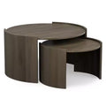 Darah SOLID MANGO WOOD 32 inch Wide Round Contemporary 2 Piece Nesting Table, Fully Assembled
