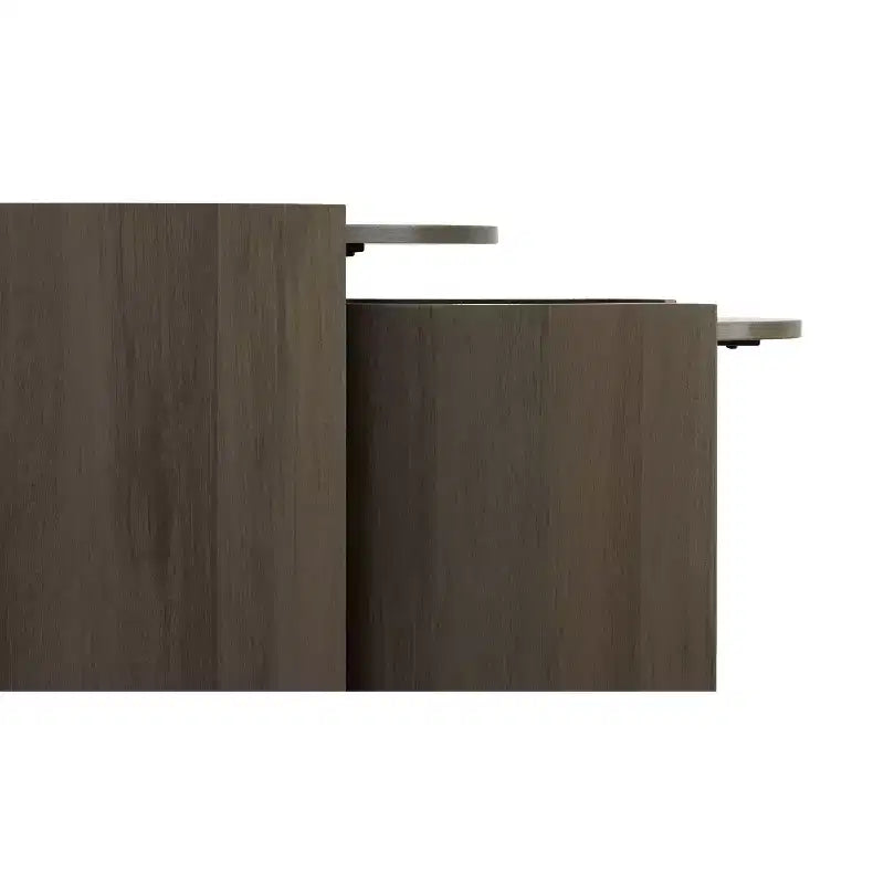TABLE BASSE gigogne ronde contemporaine 2 pièces, 81 cm de large, en MANGUIER MASSIF, entièrement assemblée
