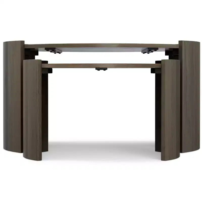 TABLE BASSE gigogne ronde contemporaine 2 pièces, 81 cm de large, en MANGUIER MASSIF, entièrement assemblée