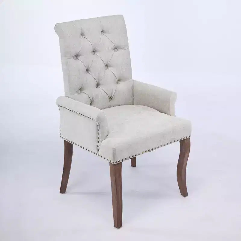 TUYOHW Chenille Dining Armchairs Set of 1 with Curved Solid Wood Legs,Button-tufted Kitchen &amp; Dining Room Chairs with High Back for Living Room