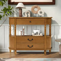 JVNOXK 43-inch Vintage Curved Wood Console Table with 3 Drawers, Entryway Table with Storage Shelf, Suitable for Living Room , Brown