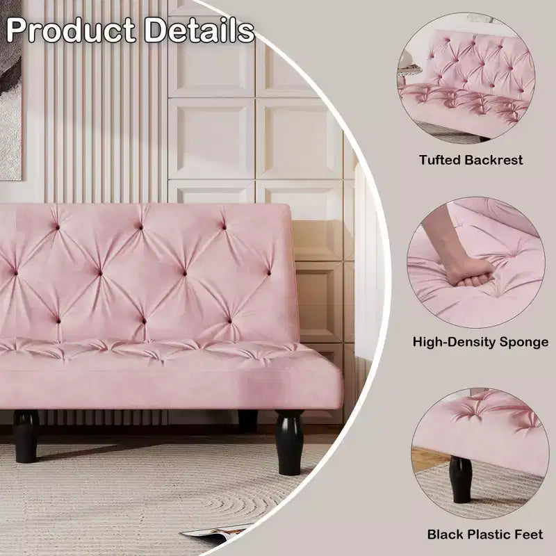 Canapé-lit futon en velours avec dossier réglable, canapé convertible moderne 66 pour salon, chambre, appartement et usage invité