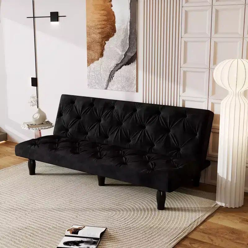 Canapé-lit futon en velours avec dossier réglable, canapé convertible moderne 66 pour salon, chambre, appartement et usage invité