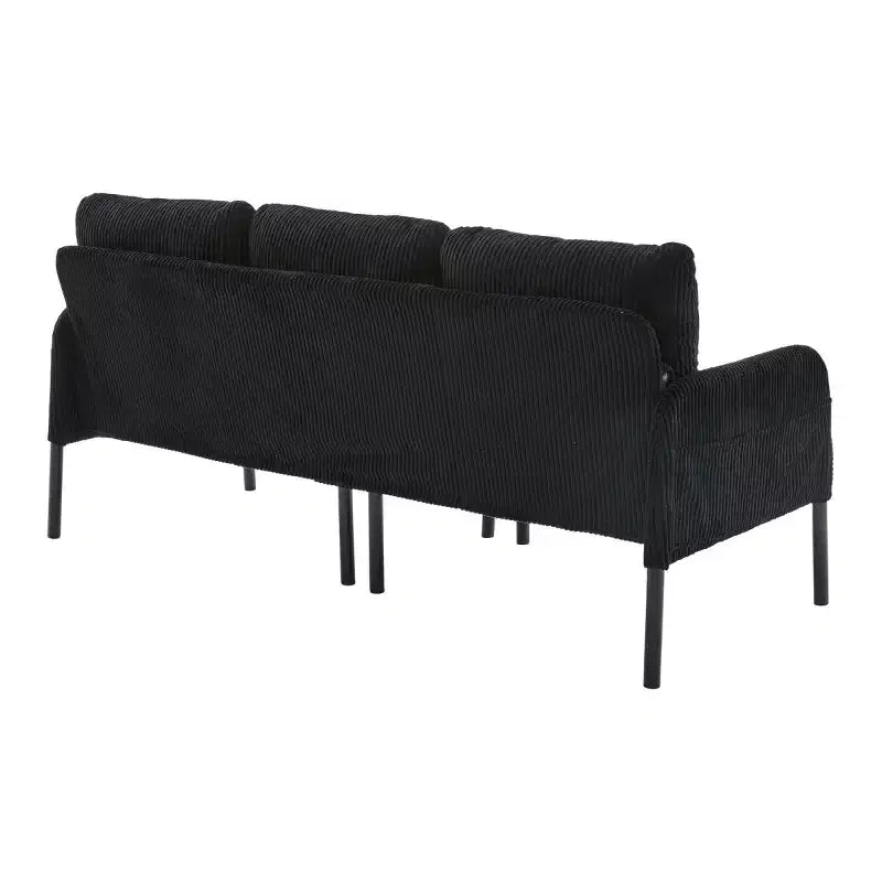 Canapé moderne surdimensionné pour deux personnes, canapé en velours côtelé 2 places avec pieds en métal et poches latérales pour salon, chambre, dortoir ou appartement