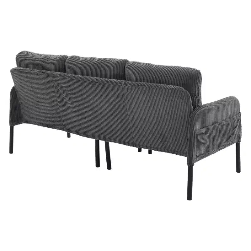 Canapé moderne surdimensionné pour deux personnes, canapé en velours côtelé 2 places avec pieds en métal et poches latérales pour salon, chambre, dortoir ou appartement