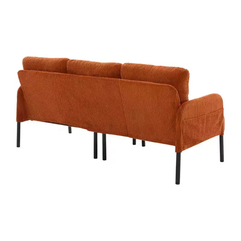 Canapé moderne surdimensionné pour deux personnes, canapé en velours côtelé 2 places avec pieds en métal et poches latérales pour salon, chambre, dortoir ou appartement