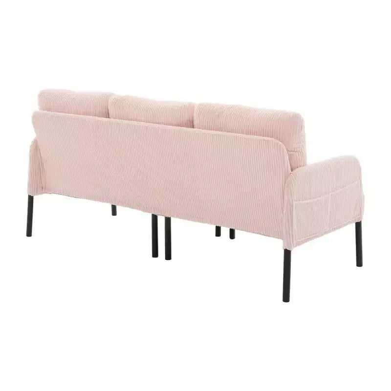 Canapé moderne surdimensionné pour deux personnes, canapé en velours côtelé 2 places avec pieds en métal et poches latérales pour salon, chambre, dortoir ou appartement
