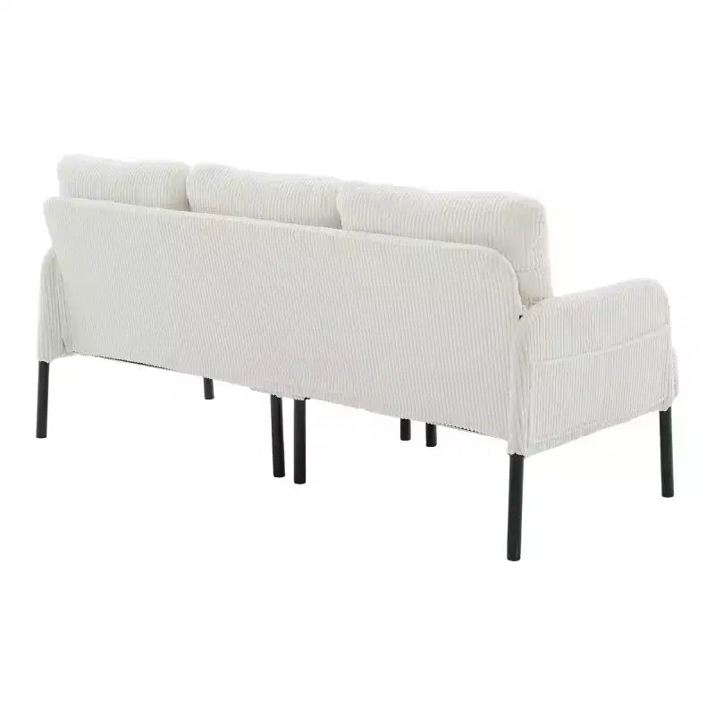 Canapé moderne surdimensionné pour deux personnes, canapé en velours côtelé 2 places avec pieds en métal et poches latérales pour salon, chambre, dortoir ou appartement