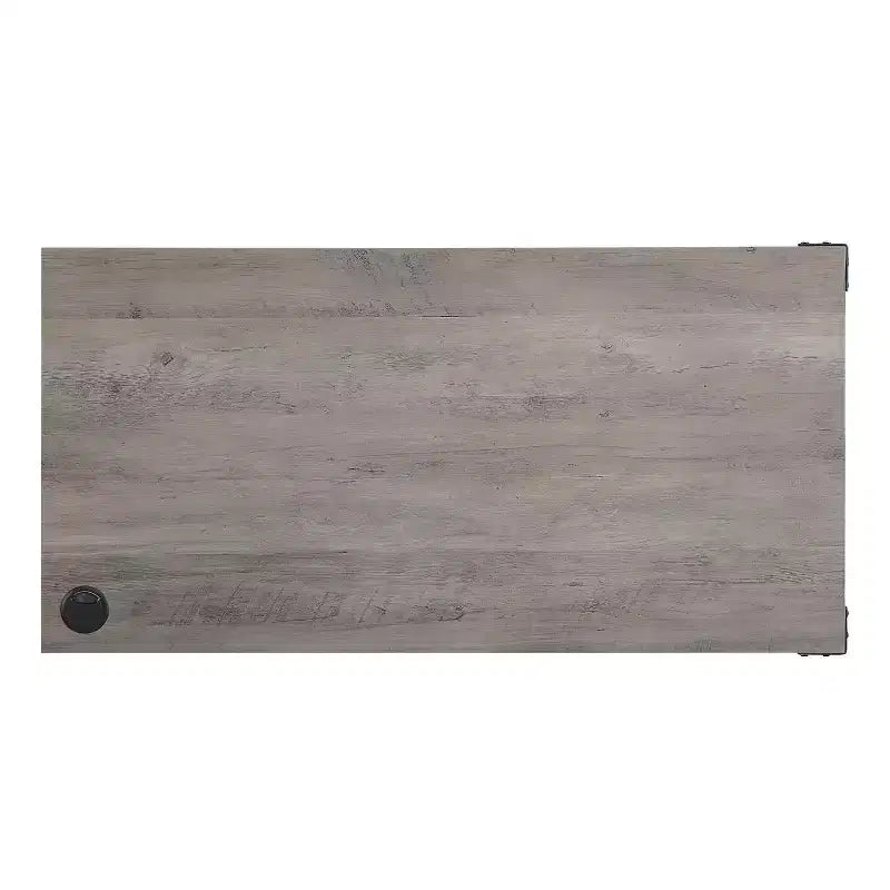TUYOHW Bureau d'angle avec armoire latérale, porte coulissante de grange, bureau industriel avec compartiments de rangement, trou de câble, bureau d'ordinateur pour le bureau