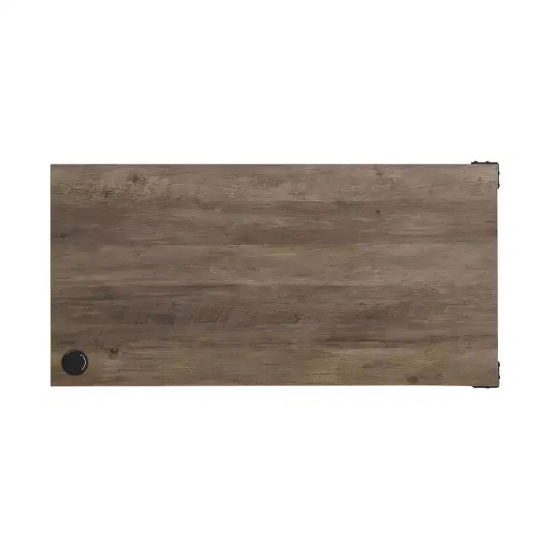 TUYOHW Bureau d'angle avec armoire latérale, porte coulissante de grange, bureau industriel avec compartiments de rangement, trou de câble, bureau d'ordinateur pour le bureau