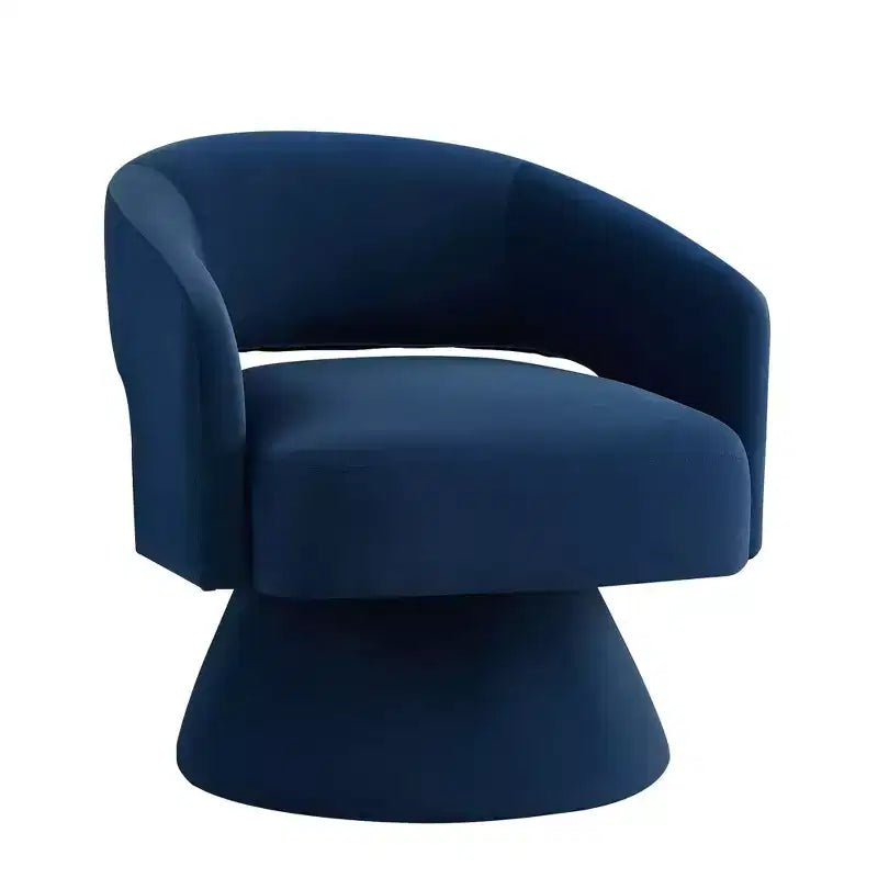 Fauteuil pivotant moderne avec revêtement en velours, fauteuil rond en forme de tonneau avec dossier ouvert et accoudoirs, chaise confortable pour la chambre, le salon