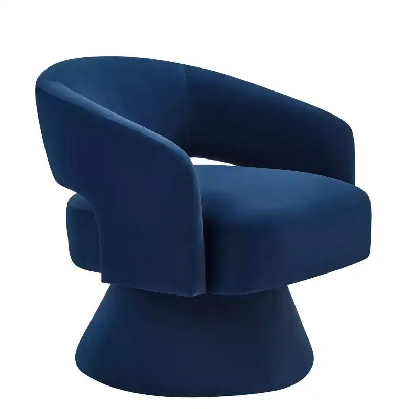 Fauteuil pivotant moderne avec revêtement en velours, fauteuil rond en forme de tonneau avec dossier ouvert et accoudoirs, chaise confortable pour la chambre, le salon