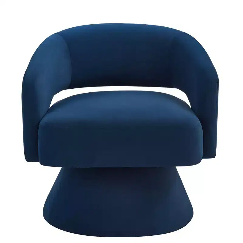 Fauteuil pivotant moderne avec revêtement en velours, fauteuil rond en forme de tonneau avec dossier ouvert et accoudoirs, chaise confortable pour la chambre, le salon
