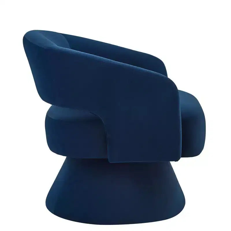 Fauteuil pivotant moderne avec revêtement en velours, fauteuil rond en forme de tonneau avec dossier ouvert et accoudoirs, chaise confortable pour la chambre, le salon