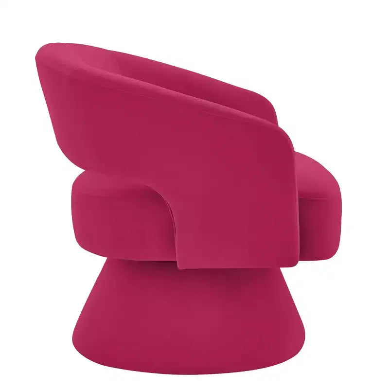 Fauteuil pivotant moderne avec revêtement en velours, fauteuil rond en forme de tonneau avec dossier ouvert et accoudoirs, chaise confortable pour la chambre, le salon