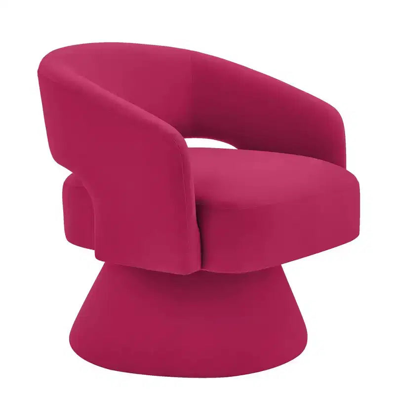 Fauteuil pivotant moderne avec revêtement en velours, fauteuil rond en forme de tonneau avec dossier ouvert et accoudoirs, chaise confortable pour la chambre, le salon