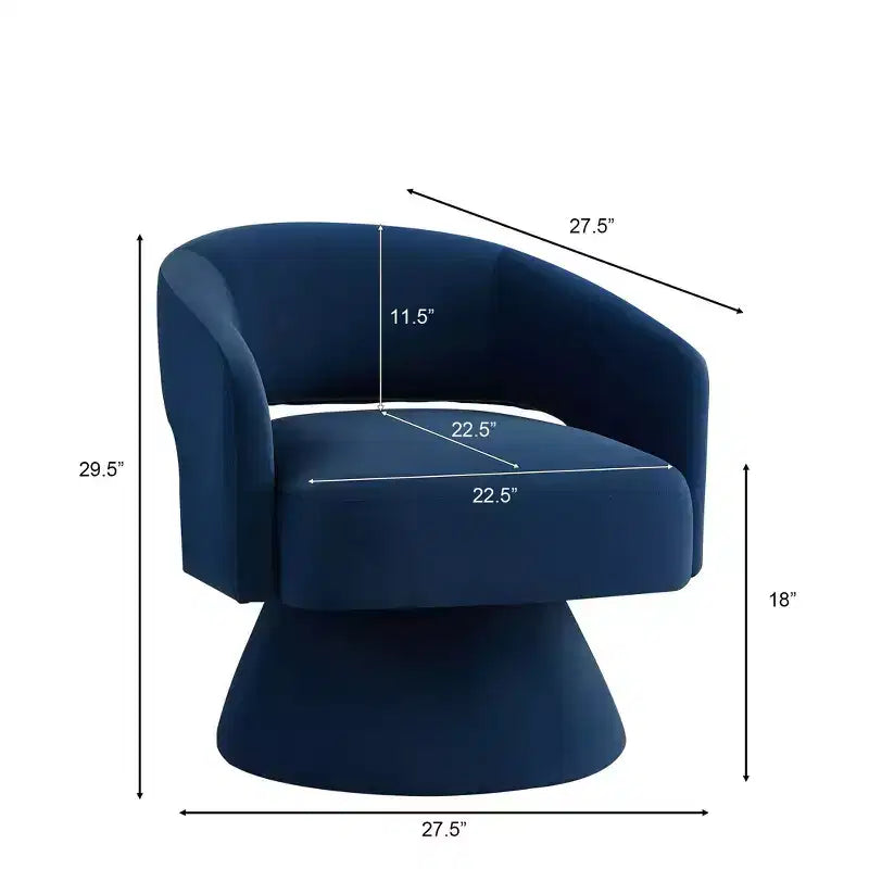 Fauteuil pivotant moderne avec revêtement en velours, fauteuil rond en forme de tonneau avec dossier ouvert et accoudoirs, chaise confortable pour la chambre, le salon