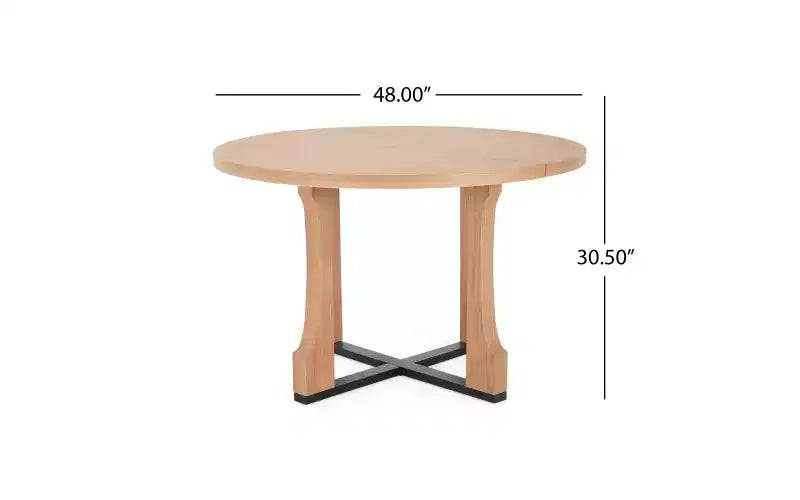Table de cuisine circulaire 48" pour 4 personnes, table de salle à manger résistante aux rayures avec piètement en tréteau, table compacte et peu encombrante pour la salle à manger