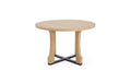 Table de cuisine circulaire 48" pour 4 personnes, table de salle à manger résistante aux rayures avec piètement en tréteau, table compacte et peu encombrante pour la salle à manger