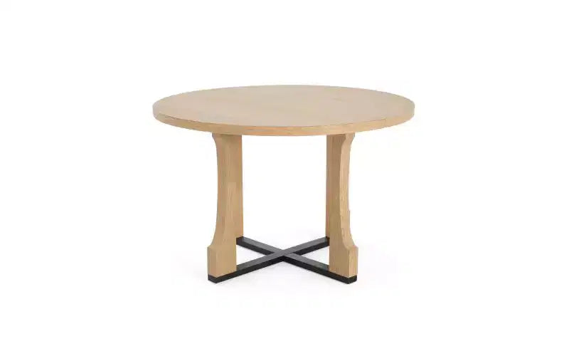 Table de cuisine circulaire 48" pour 4 personnes, table de salle à manger résistante aux rayures avec piètement en tréteau, table compacte et peu encombrante pour la salle à manger