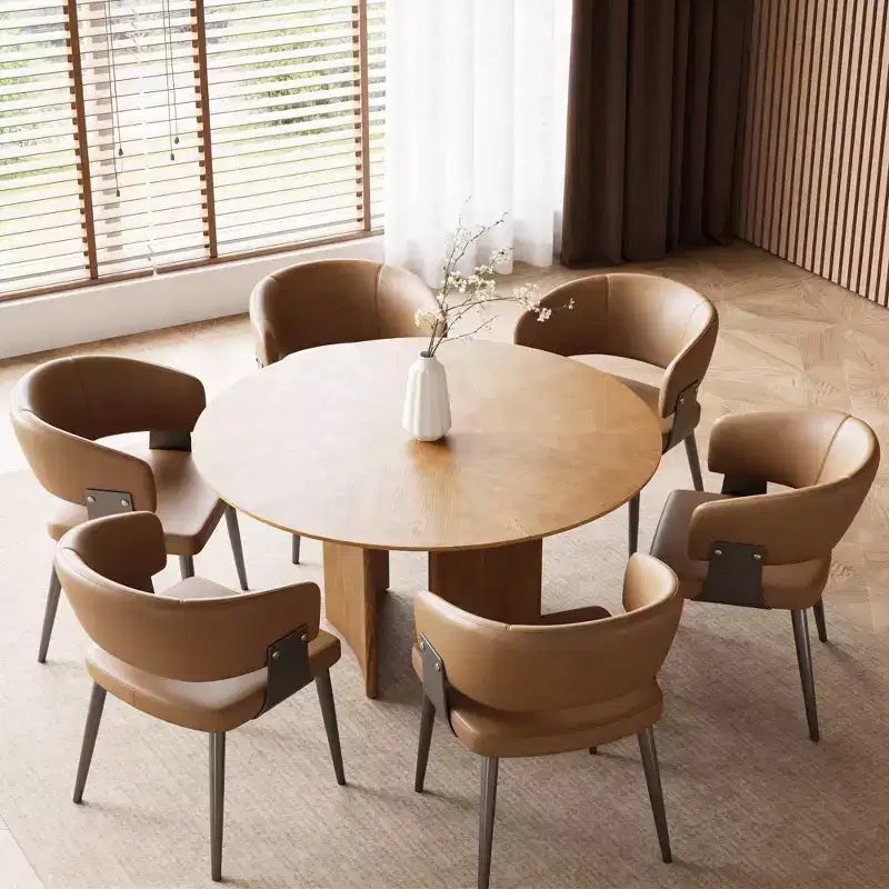 Table à manger ronde de 150 cm Table de cuisine pour 6 personnes Bureau circulaire moderne du milieu du siècle pour salle à manger